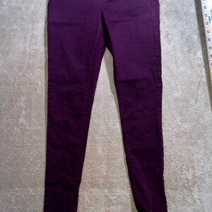 SO Girl Sz‎ 14 Burgundy Adjustable Waist Stretch Pull Up Straight Leggings (Q)